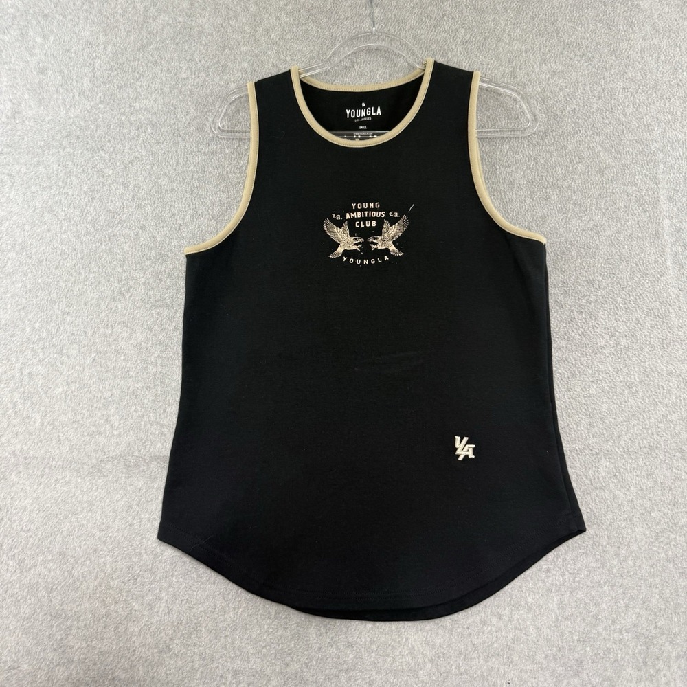 YoungLA Tank Top Shirt Sleeveless Stretch Performance Small Men Black Gym 311